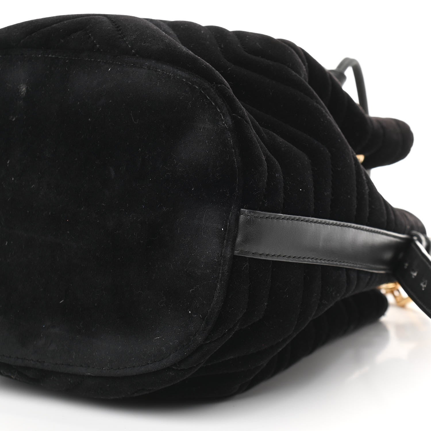 Gucci Velvet Matelasse GG Marmont Bucket Bag Black 9 of 9