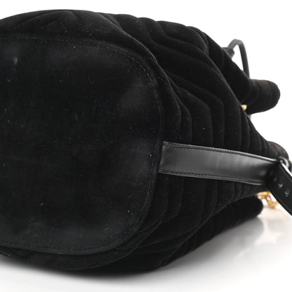 Gucci Velvet Matelasse GG Marmont Bucket Bag Black 9 of 9