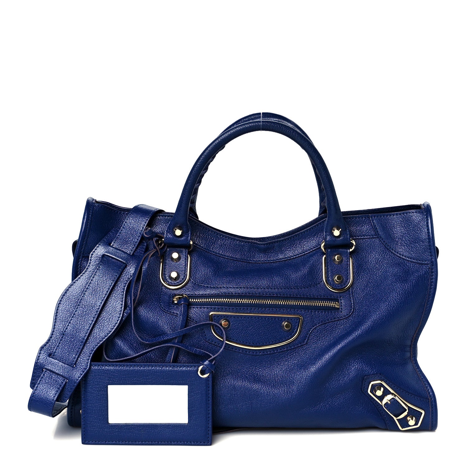 Balenciaga Chevre Gold Metallic Edge Hardware City Bleu Roi 3 of 11
