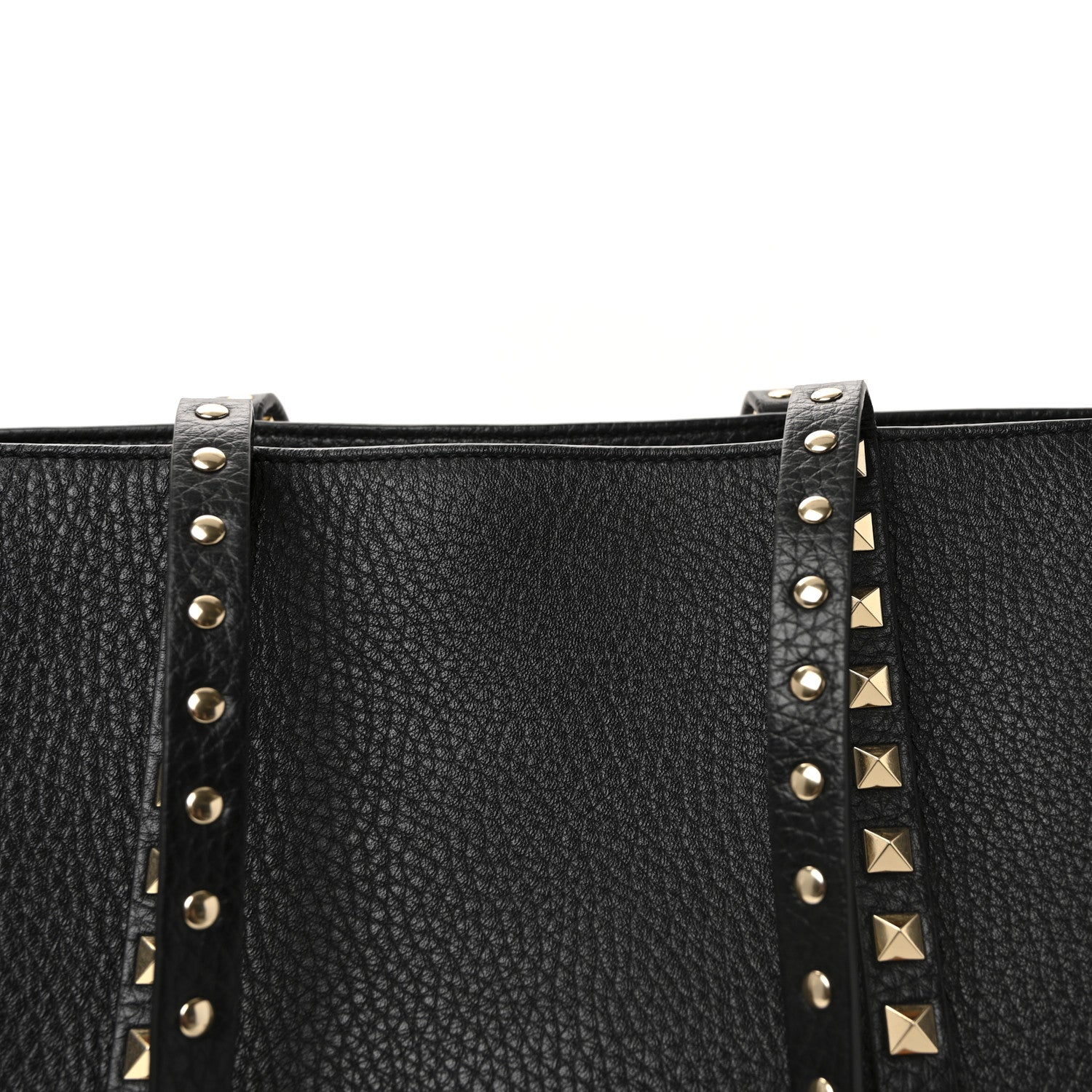Valentino Garavani Grained Calfskin Rockstud Shopping Bag Black 7 of 9