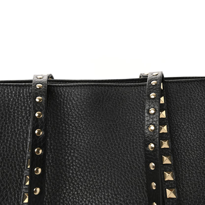 Valentino Garavani Grained Calfskin Rockstud Shopping Bag Black 7 of 9