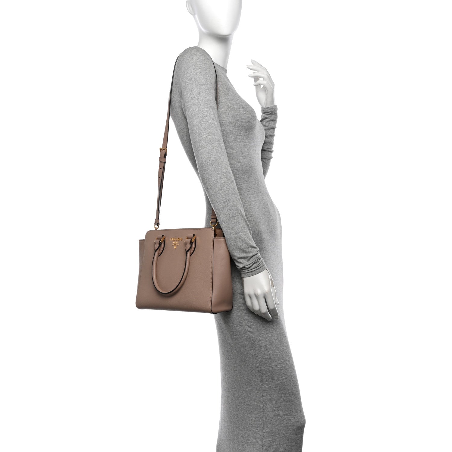 Prada Saffiano Soft Calfskin Small Zippered Tote Cipria 2 of 12