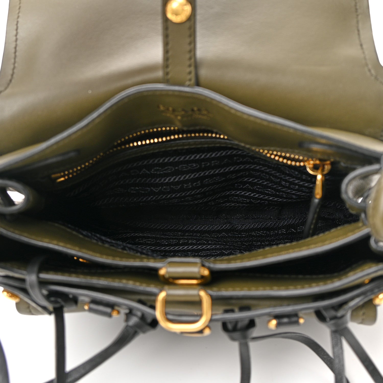Prada Saffiano Cuir Calf Corsaire Bag Militare Black 7 of 14