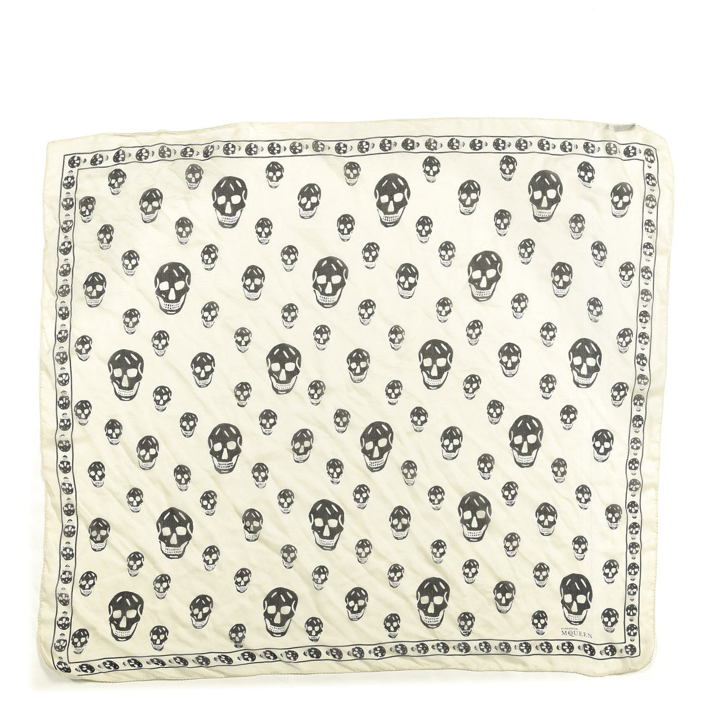 Silk Chiffon Skull Scarf Ivory Black