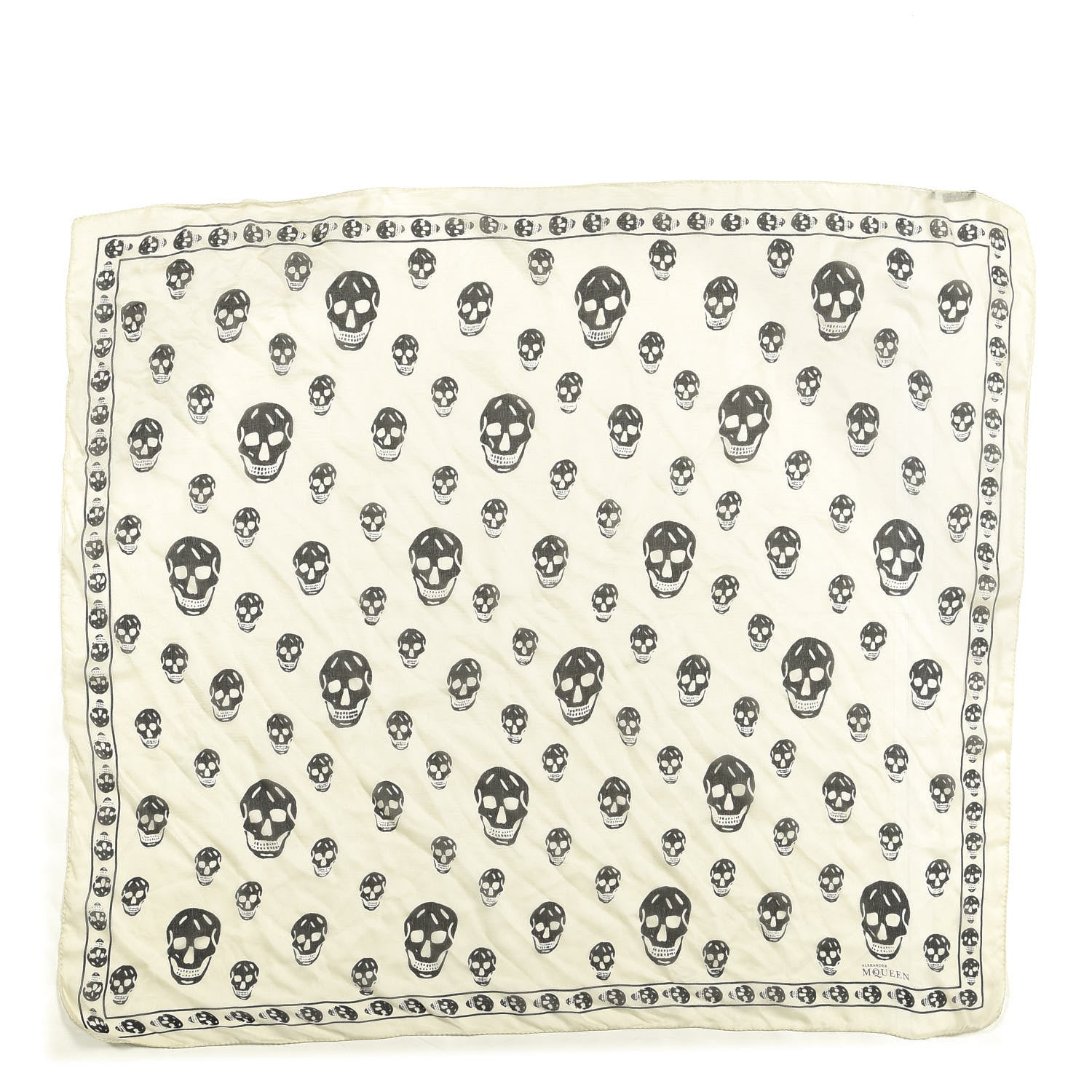 Alexander McQueen Silk Chiffon Skull Scarf Ivory Black 1 of 3