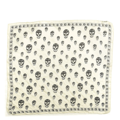 Alexander McQueen Silk Chiffon Skull Scarf Ivory Black 1 of 3