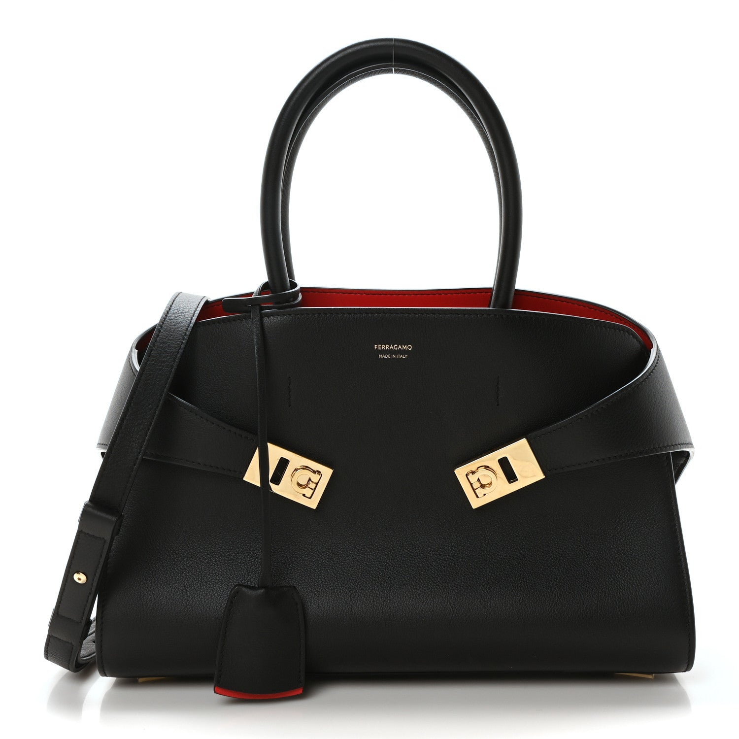 Salvatore Ferragamo Calfskin Small Hug Bag Black 1 of 10