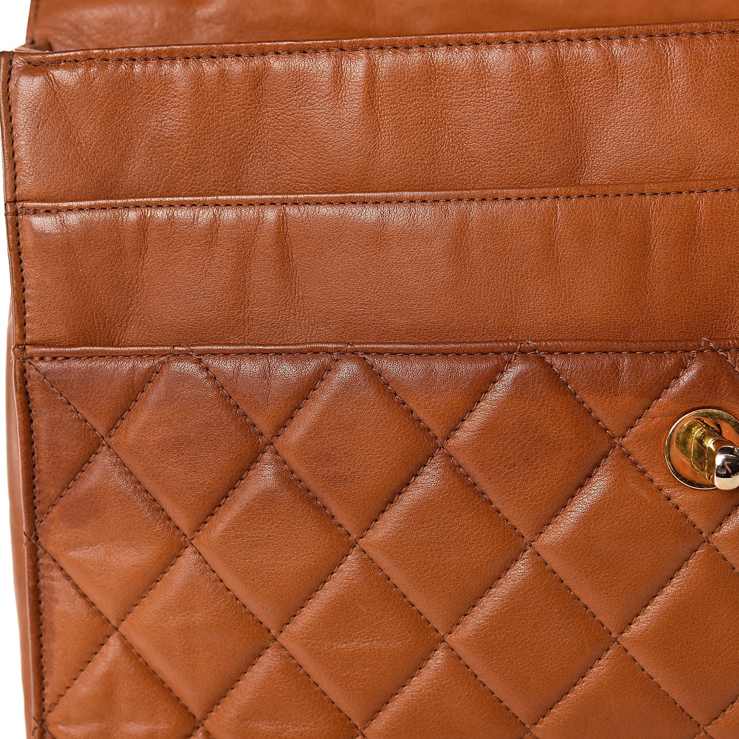 Calfskin Quilted Single Flap Dark Beige