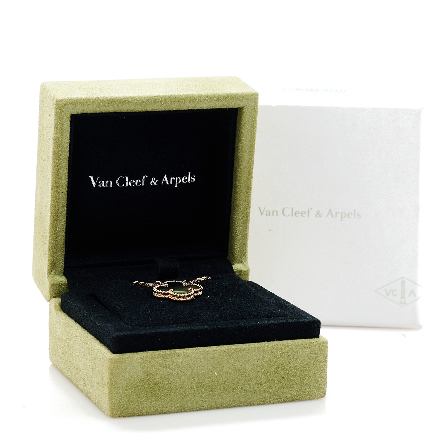 Van Cleef & Arpels 18K Rose Gold Gray Mother of Pearl Vintage Alhambra Pendant Necklace 6 of 6