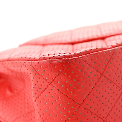 Chanel Lambskin Perforated Medium Double Flap Red 11 of 28