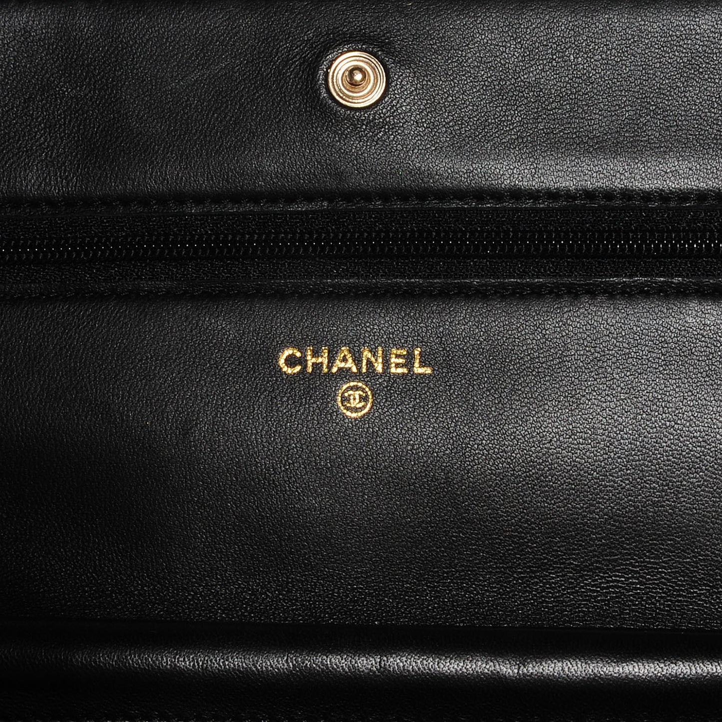 Lambskin Camellia Wallet on Chain WOC Black