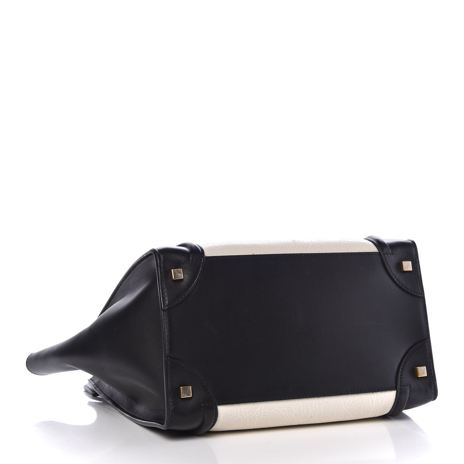 Celine Smooth Calfskin Shrunken Lambskin Mini Bi-Color Luggage Black White 4 of 12