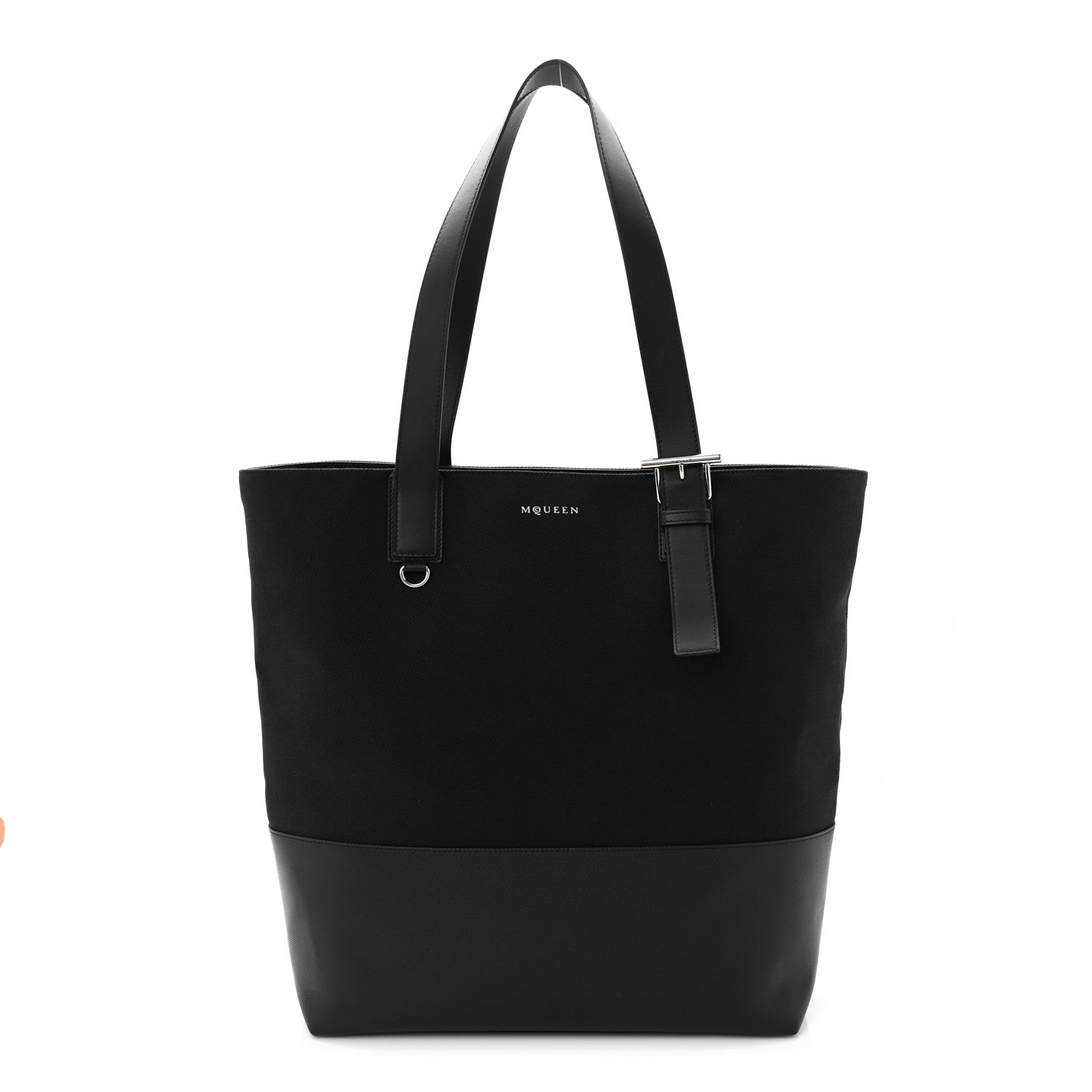 Alexander McQueen Canvas Calfskin T-Bar Shopping Bag Black 1 of 9