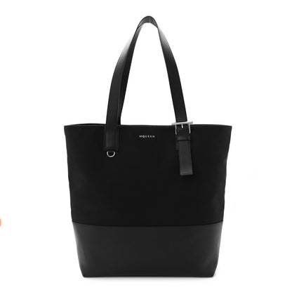 Alexander McQueen Canvas Calfskin T-Bar Shopping Bag Black 1 of 9