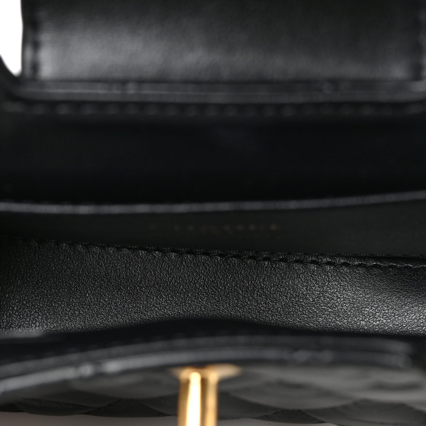 Shiny Aged Calfskin Quilted Mini Nano Kelly Shopper Black