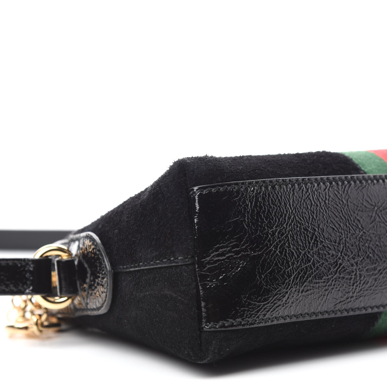 Gucci Suede Patent Web GG Small Ophidia Dome Shoulder Bag Black 6 of 11