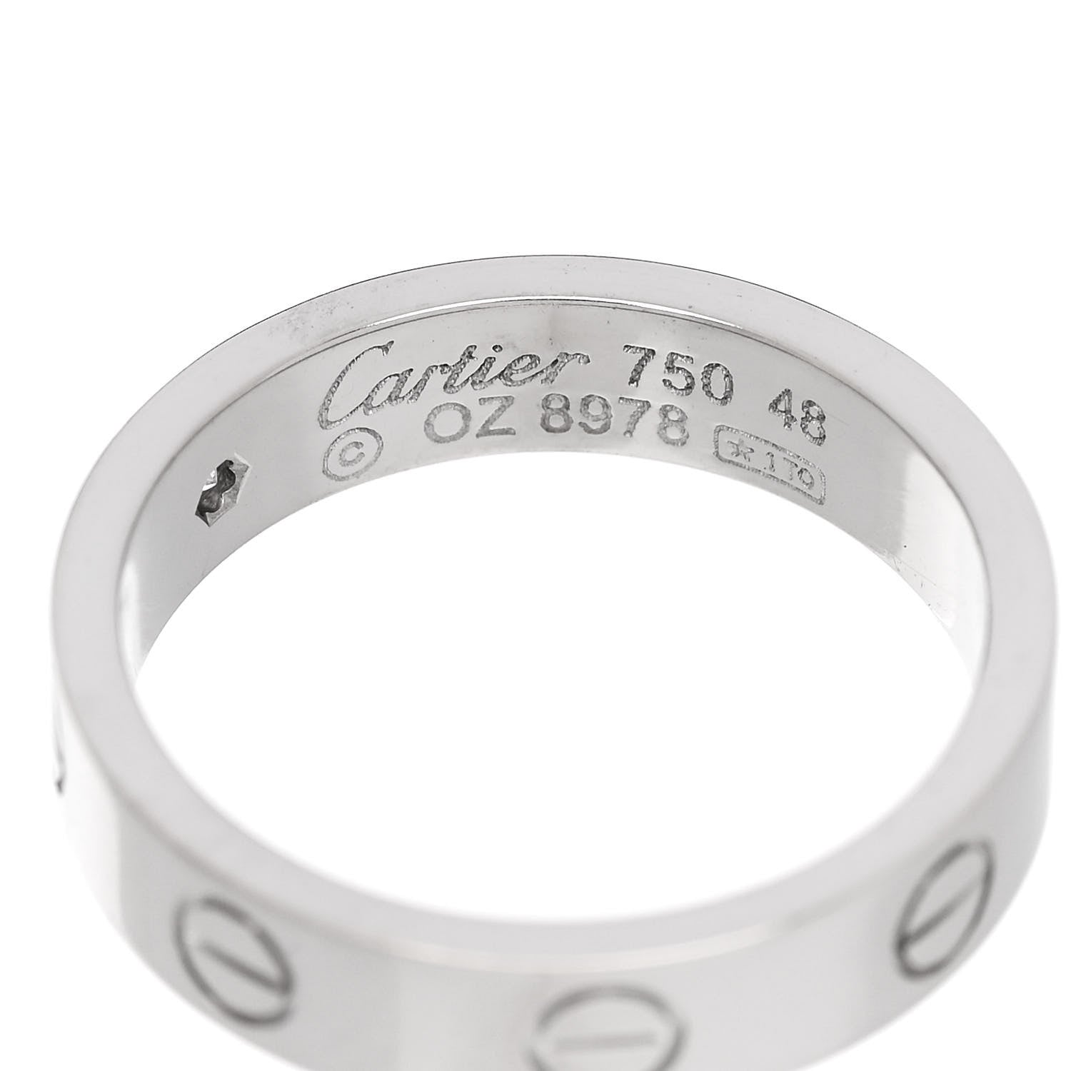Cartier 18K White Gold Diamond 4mm LOVE Wedding Band Ring 48 4.5 4 of 4