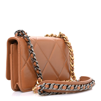 Chanel Lambskin Quilted Chanel 19 Wallet On Chain WOC Brown 3 of 12