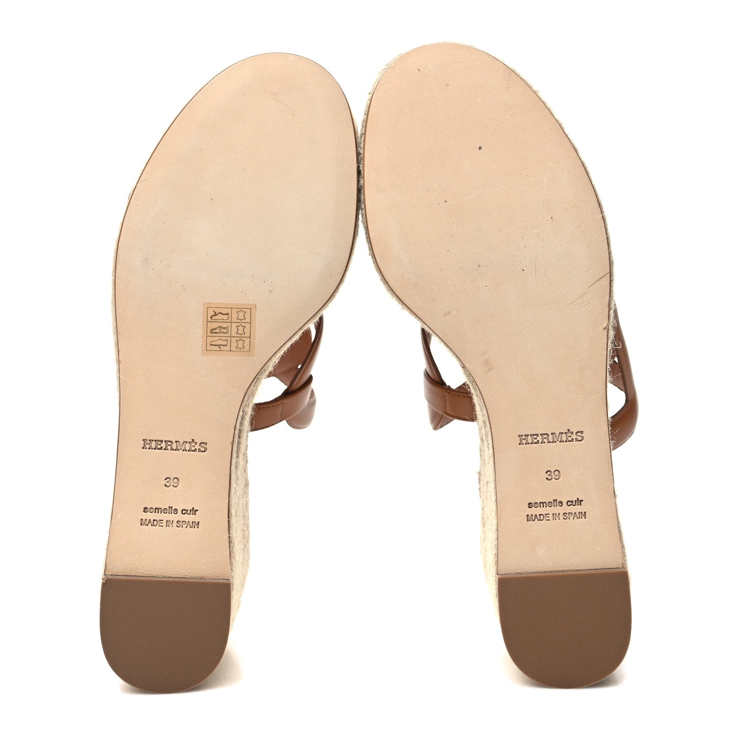 Hermes Nappa Ithea Espadrille Wedge Sandals 39 Naturel 5 of 9