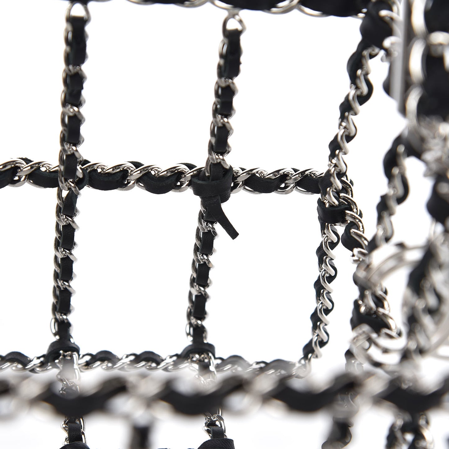 Brass Calfskin Grocery By Minaudiere Shopping Basket Silver