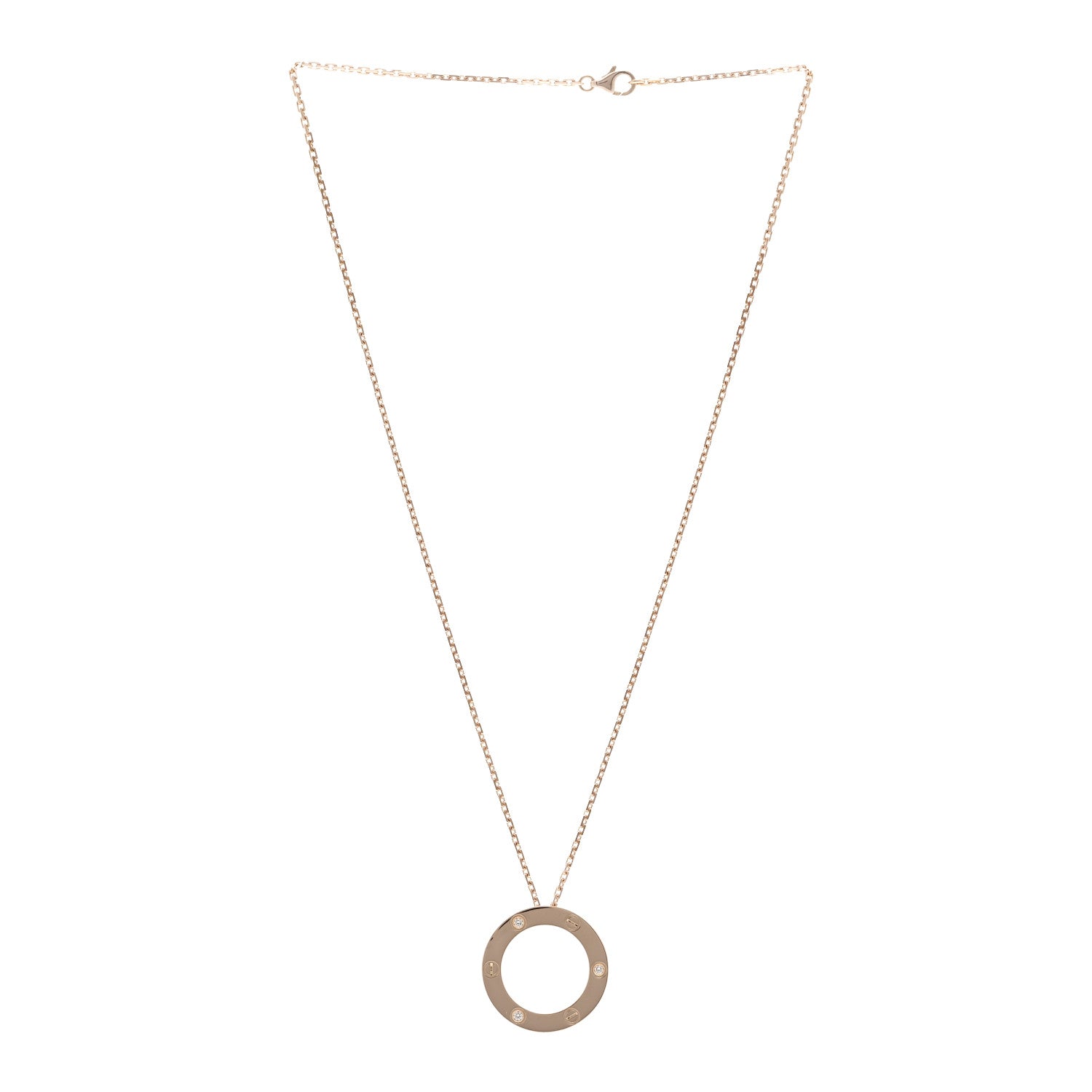 Cartier 18K Pink Gold 3 Diamonds LOVE Pendant Necklace 3 of 7