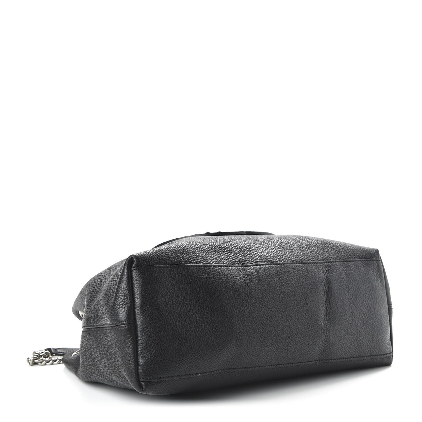 Pebbled Calfskin Studded Medium Soho Chain Shoulder Bag Black