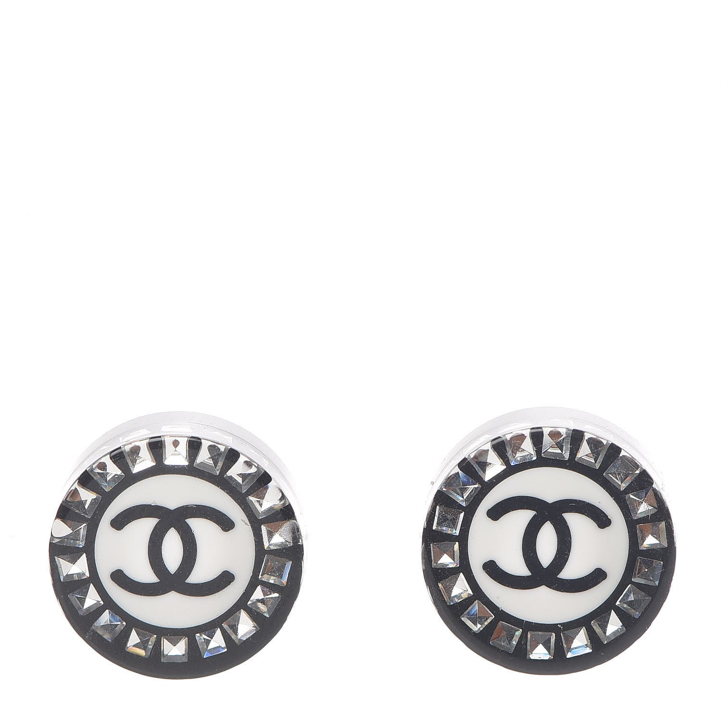 Resin Crystal CC Stud Earrings Black