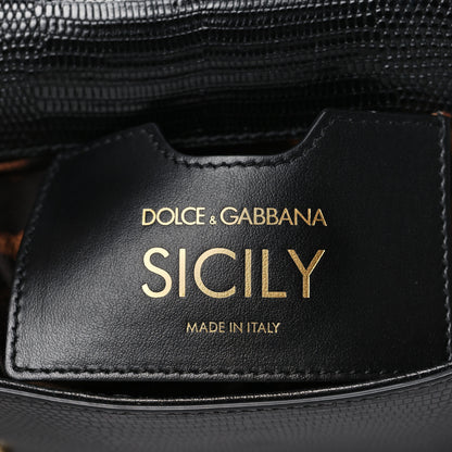 Dolce & Gabbana Stampa Iguana Crystal Small Miss Sicily Satchel Black 6 of 8