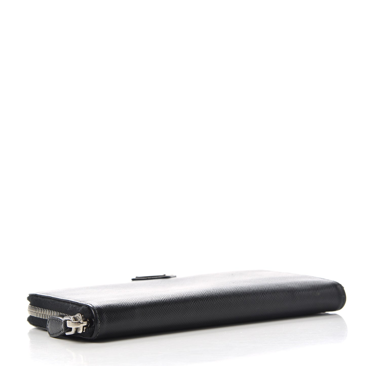 Saffiano Metal Zip Around Wallet Black