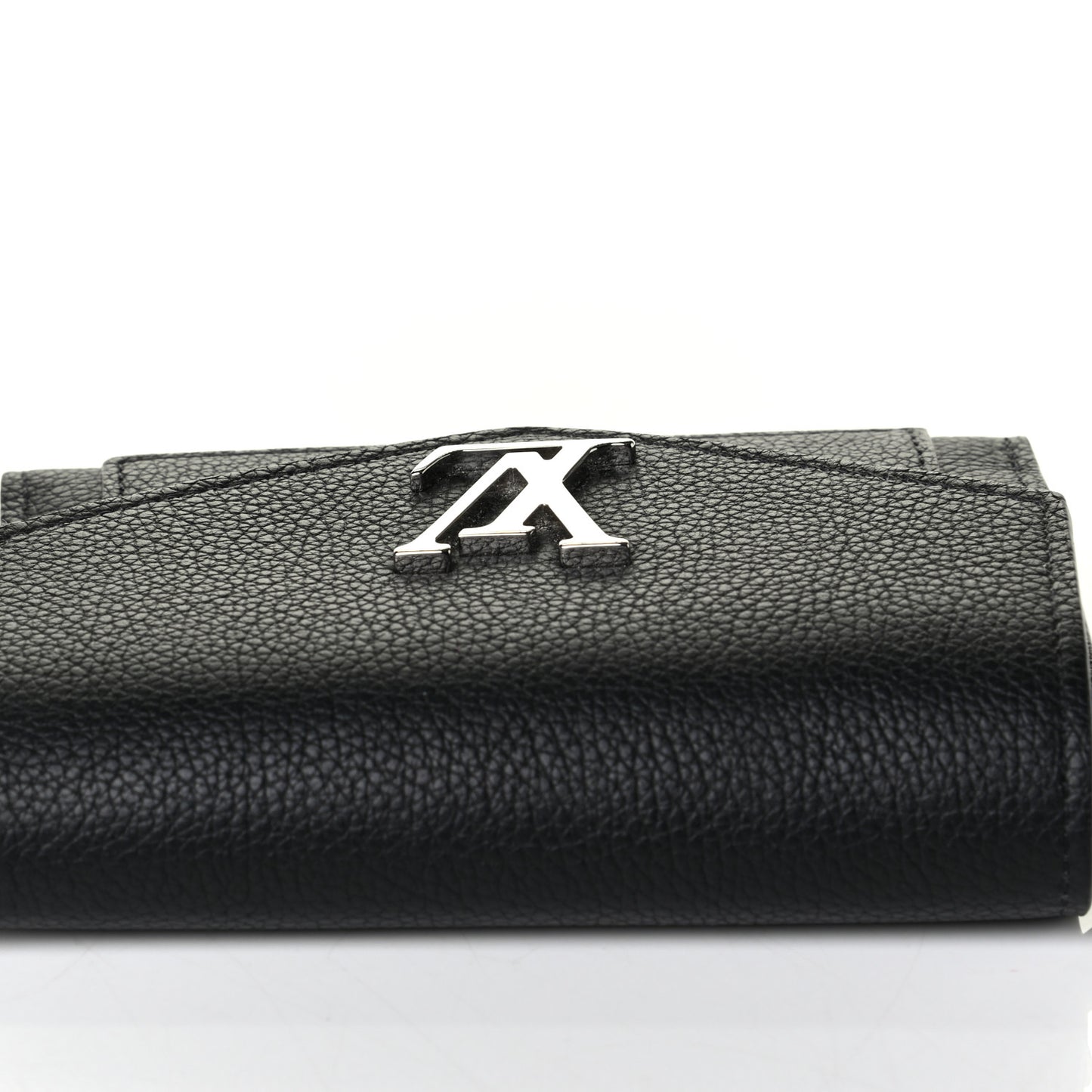Soft Calfskin My Lockme Compact Wallet Black