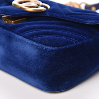 Gucci Velvet Matelasse Mini GG Marmont Shoulder Bag Cobalt Blue 10 of 10
