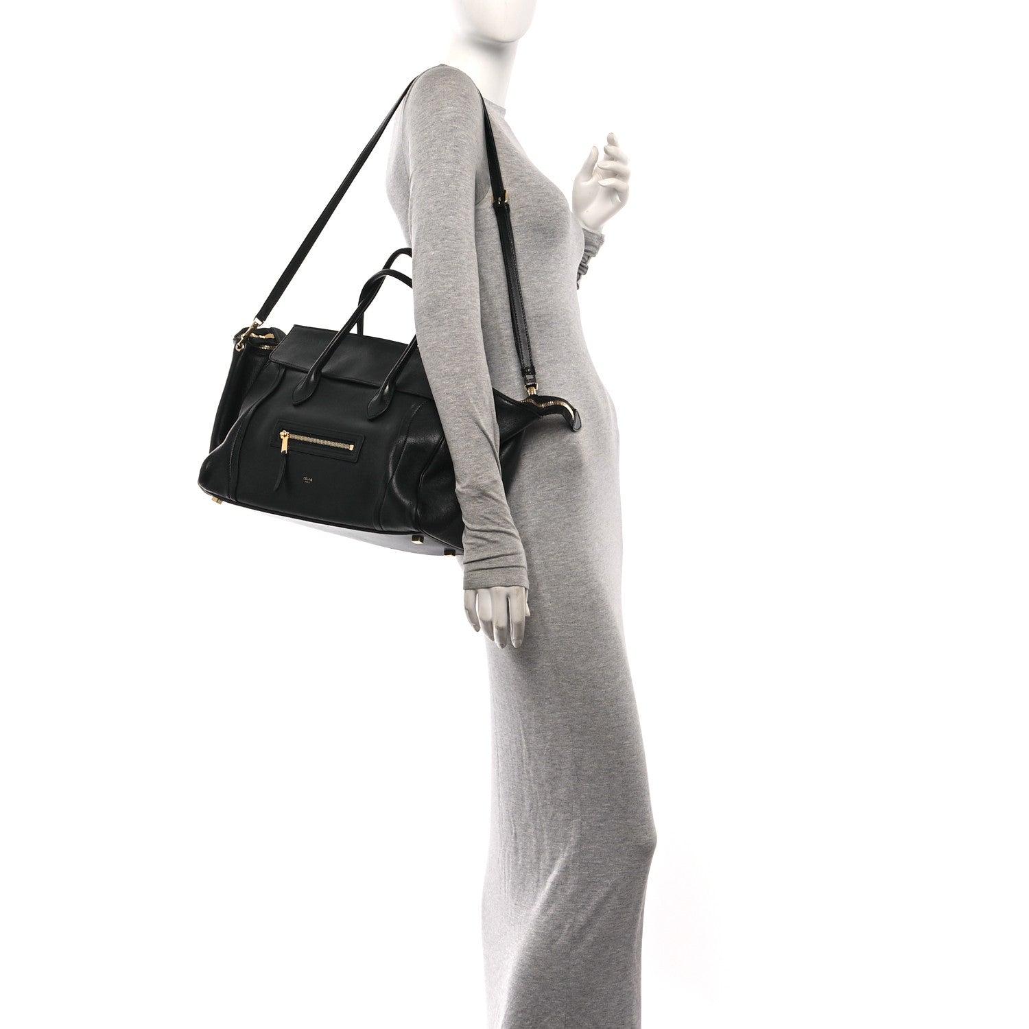 Celine Supple Shiny Lambskin Medium Smiling New Luggage Black 2 of 11