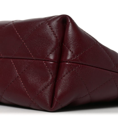 Chanel Lambskin Quilted Drawstring Clutch With Strap Dark Burgundy 9 of 9
