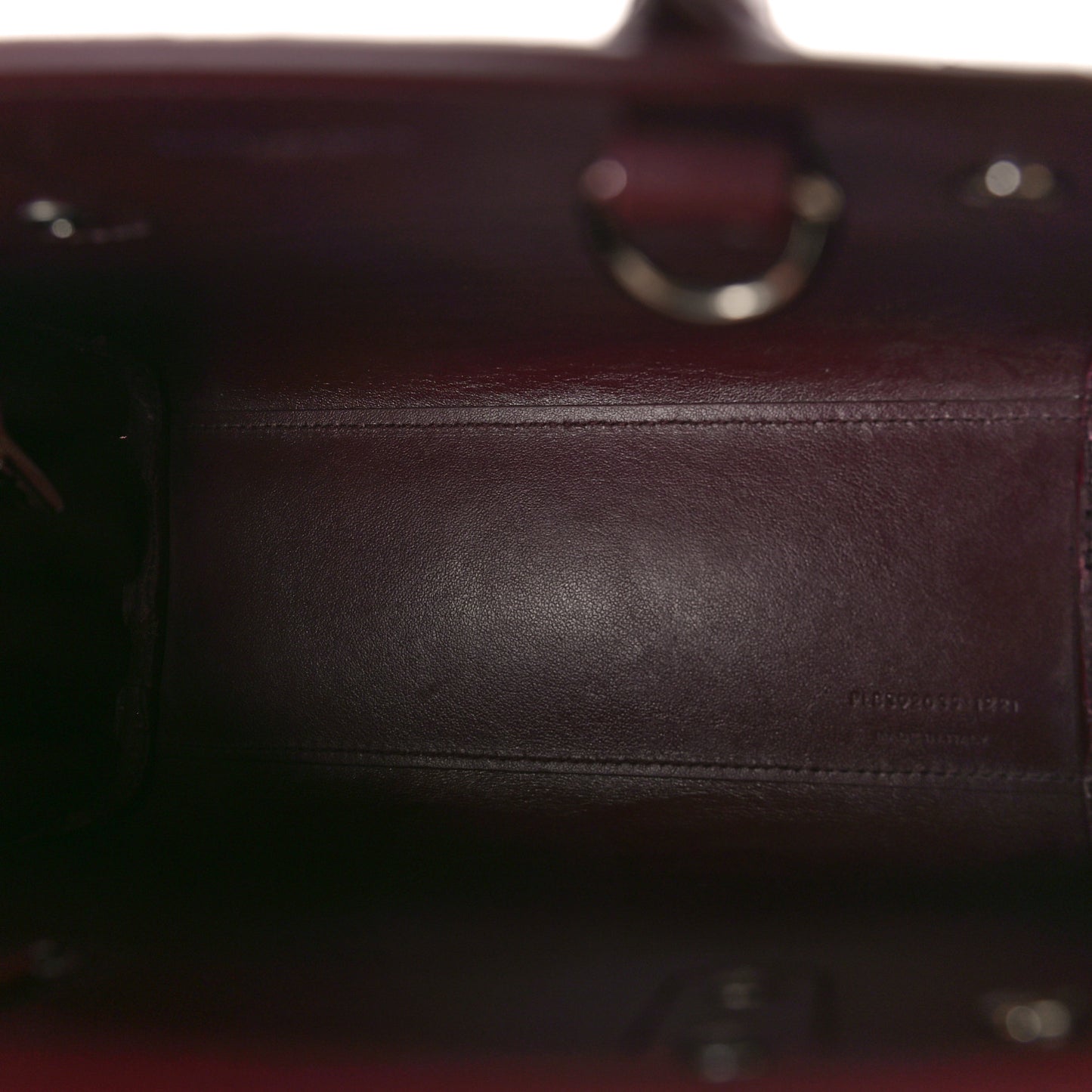 Calfskin Crocodile Embossed Nano Sac de Jour Bordeaux