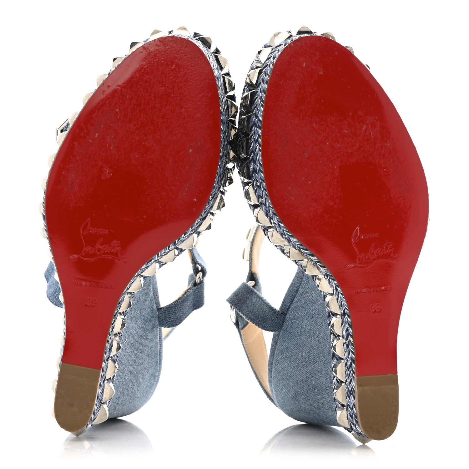 Christian Louboutin Denim Cataclou 120 Wedge Sandals 39 Blue 6 of 10
