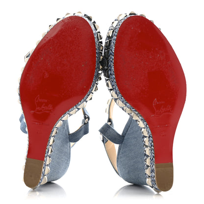 Christian Louboutin Denim Cataclou 120 Wedge Sandals 39 Blue 6 of 10