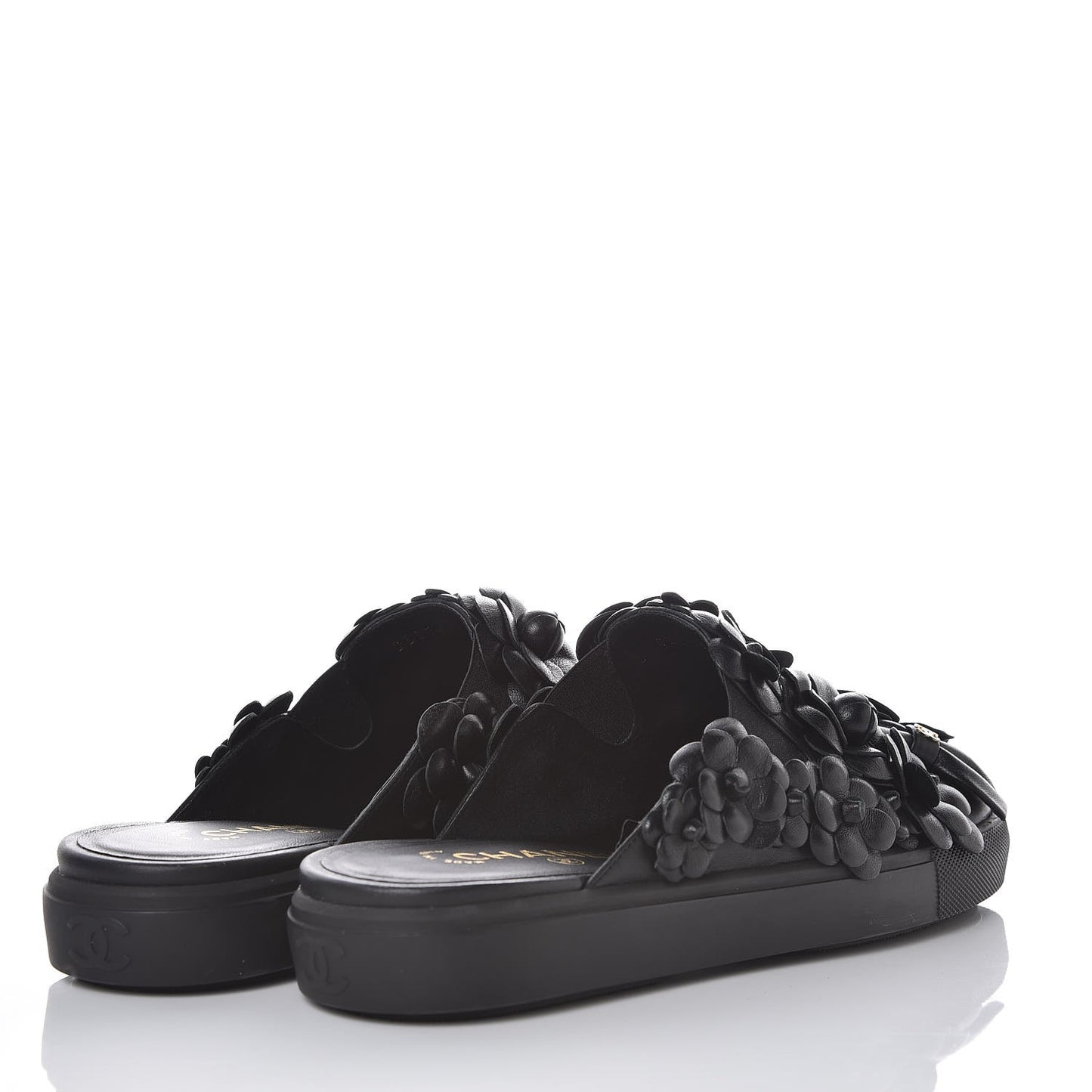 Calfskin Camellia Slip On Sneakers 37.5 Black
