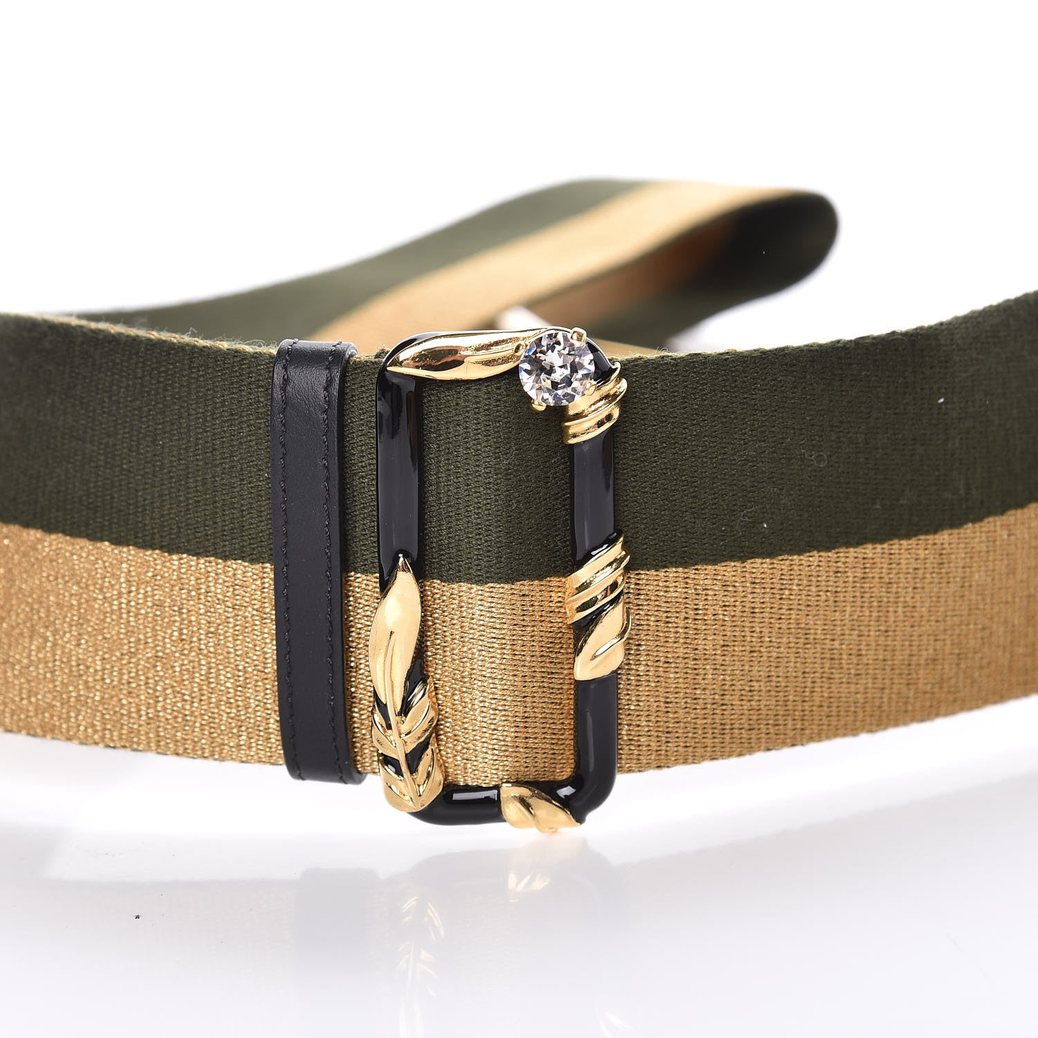 Fendi Ribbon Lurex Vitello Century Bi-Color Lines Adjustable Strap You Equatore Gold Lurex Black 5 of 5