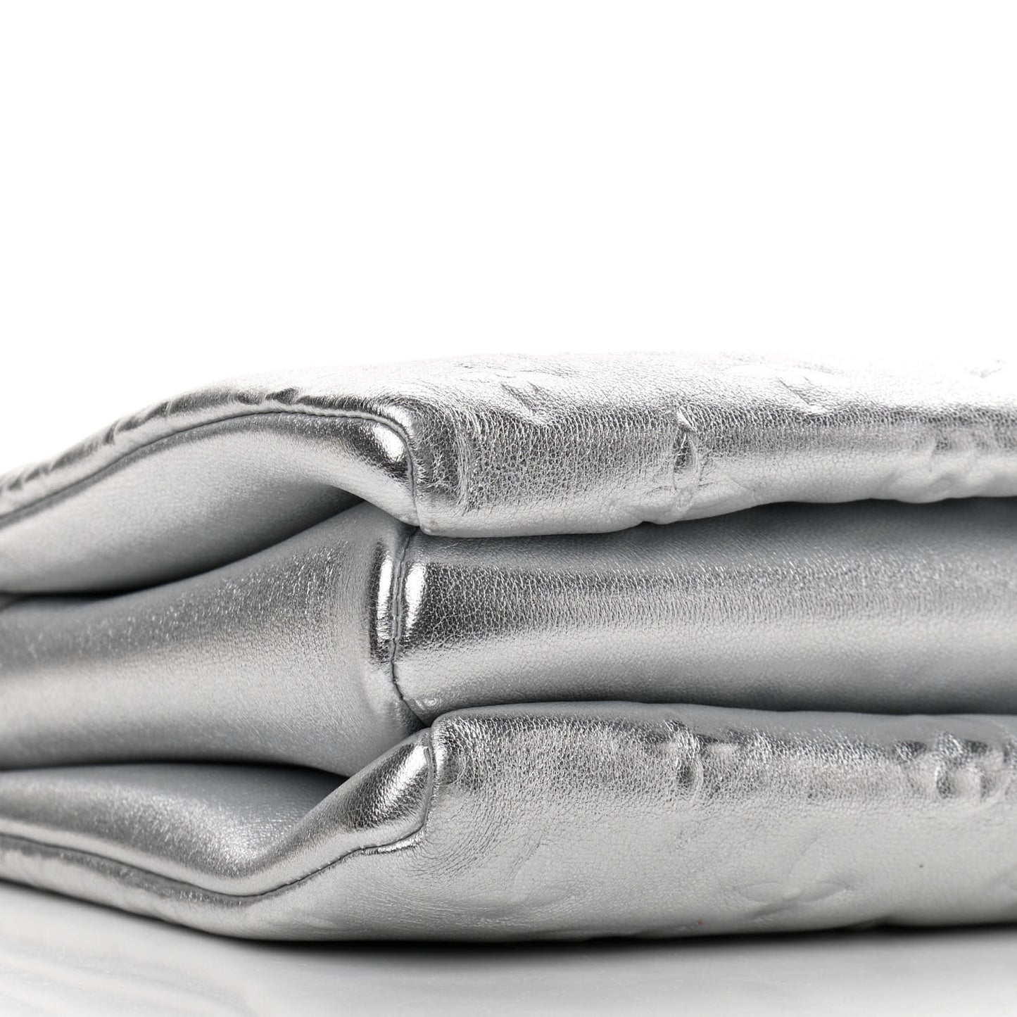 Metallic Lambskin Embossed Monogram Coussin PM Silver