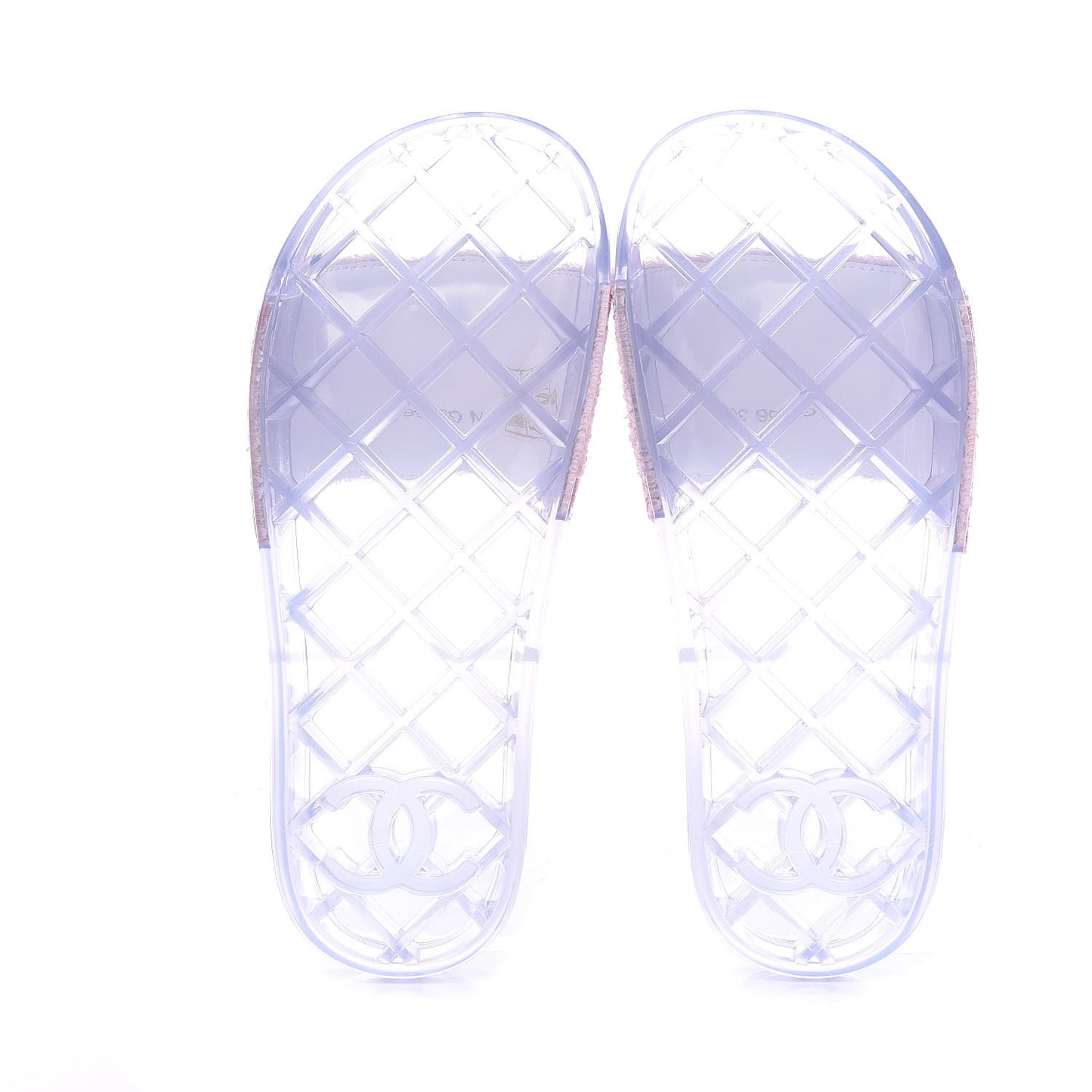PVC Transparent Fabric CC Flat Slide Sandals 36 Pink