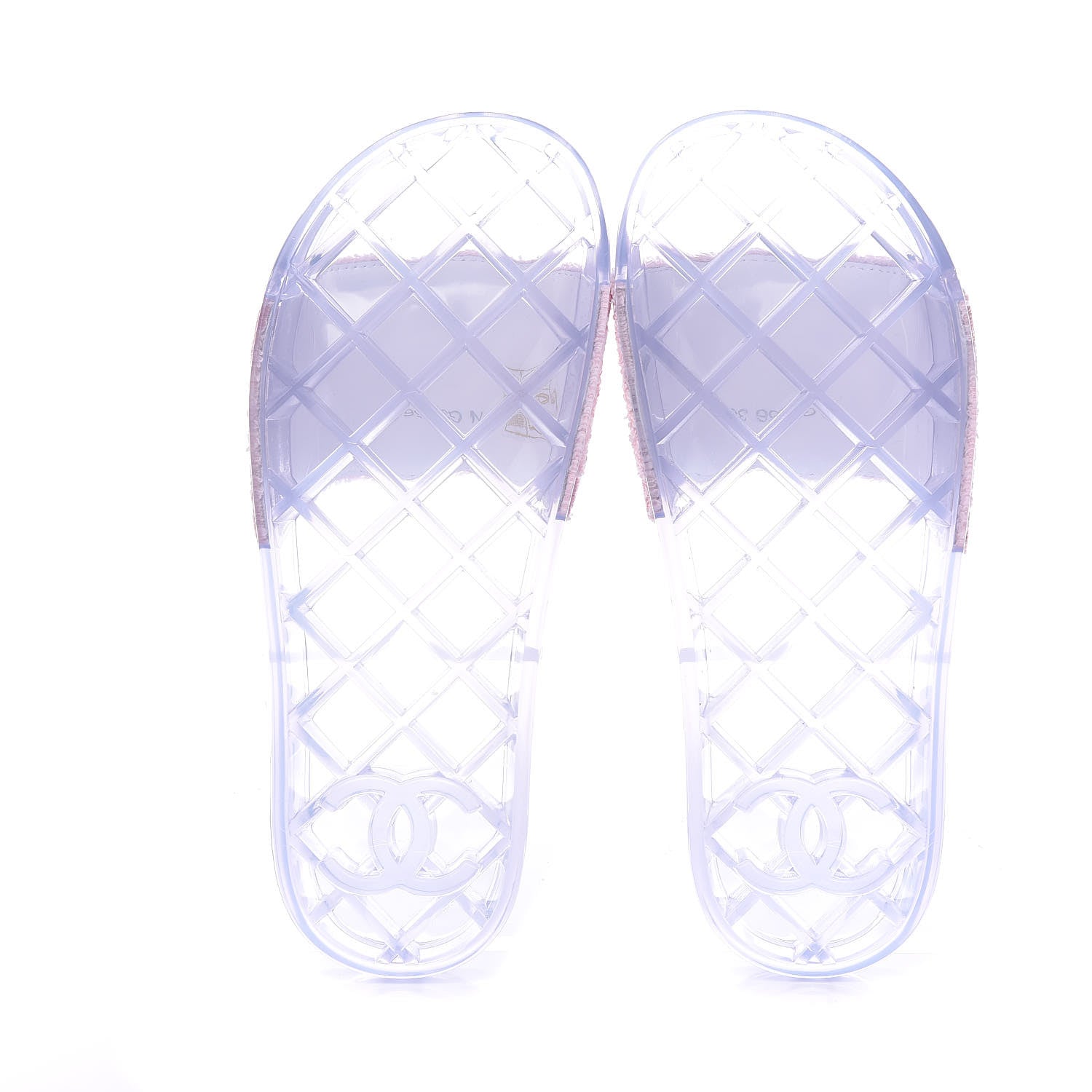 Chanel PVC Transparent Fabric CC Flat Slide Sandals 36 Pink 5 of 8