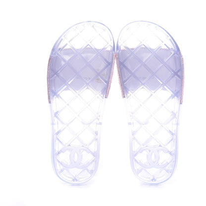Chanel PVC Transparent Fabric CC Flat Slide Sandals 36 Pink 5 of 8