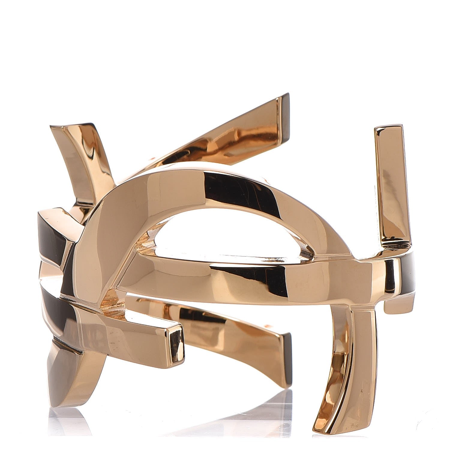 Saint Laurent Brass Monogram Medium Cuff Bracelet Gold 3 of 5
