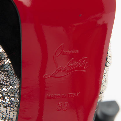 Christian Louboutin Lame Patent Veau Velours Marchavekel 150 Platform Sandals 39 Platine 6 of 7