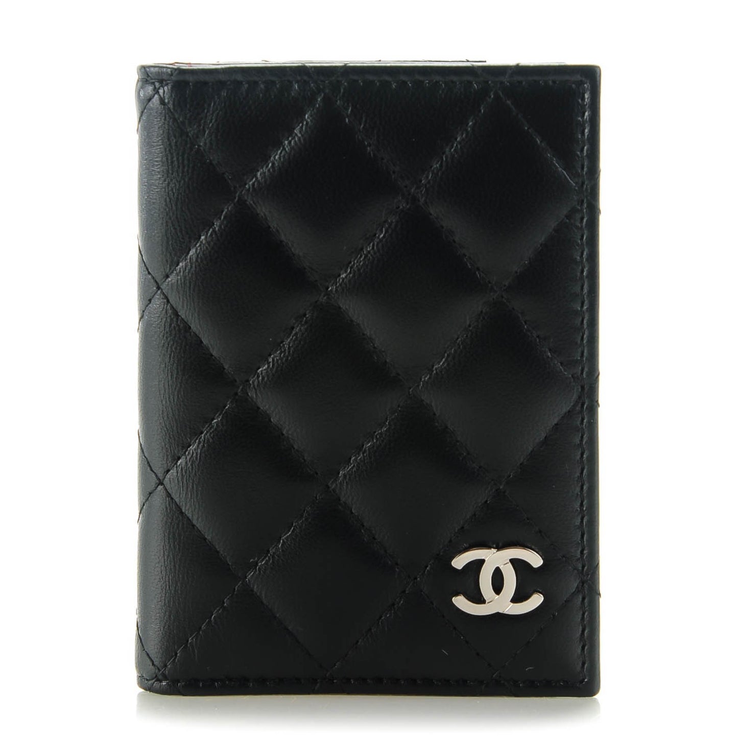 Lambskin Quilted Card Holder Wallet Black