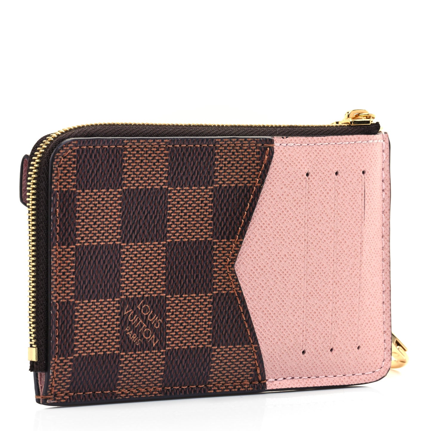 Damier Ebene Recto Verso Card Holder Rose Ballerine
