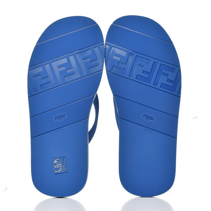 Fendi Rubber FF Mens Logo Thong Sandals 7 Black Blue 5 of 9