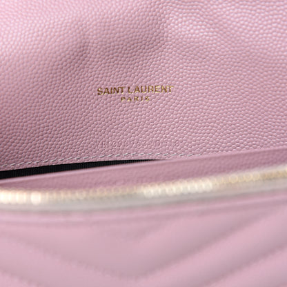 Saint Laurent Grain De Poudre Matelasse Chevron Monogram Envelope Chain Wallet Pale Pink 12 of 13