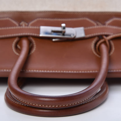 Hermes Toile Barenia Birkin 35 Fauve 38 of 45