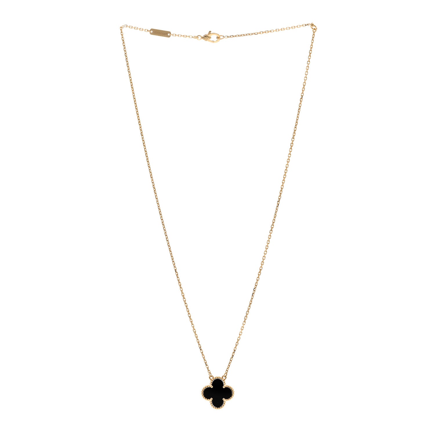 Van Cleef & Arpels VAN CLEEF & ARPELS 18K Yellow Gold Black Onyx Vintage Alhambra Pendant Necklace 3 of 6